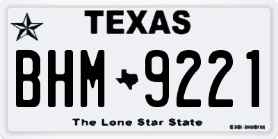 TX license plate BHM9221