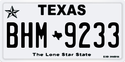 TX license plate BHM9233