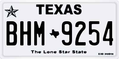 TX license plate BHM9254