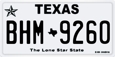 TX license plate BHM9260