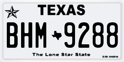 TX license plate BHM9288