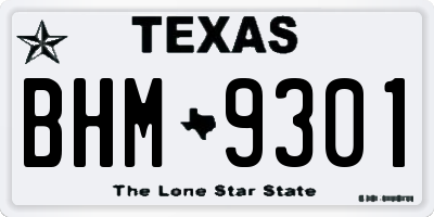 TX license plate BHM9301