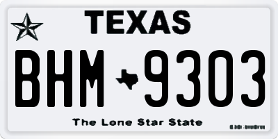 TX license plate BHM9303