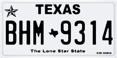 TX license plate BHM9314