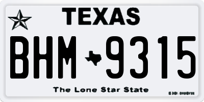 TX license plate BHM9315