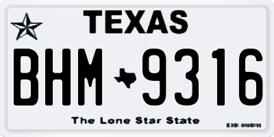 TX license plate BHM9316