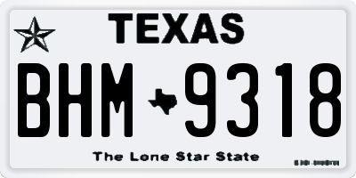 TX license plate BHM9318
