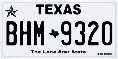 TX license plate BHM9320