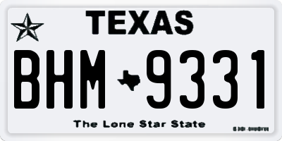 TX license plate BHM9331