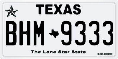 TX license plate BHM9333