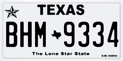 TX license plate BHM9334