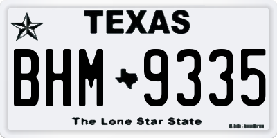 TX license plate BHM9335