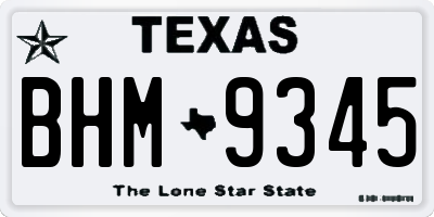 TX license plate BHM9345
