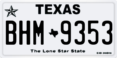 TX license plate BHM9353
