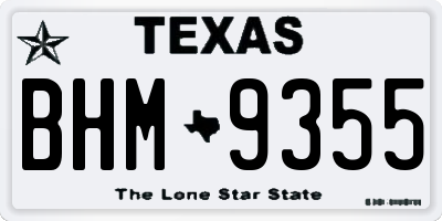 TX license plate BHM9355