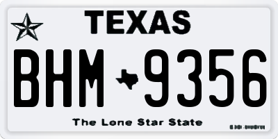 TX license plate BHM9356