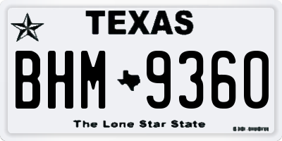 TX license plate BHM9360