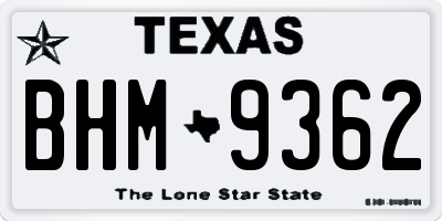 TX license plate BHM9362