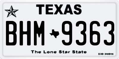 TX license plate BHM9363