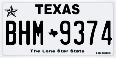 TX license plate BHM9374