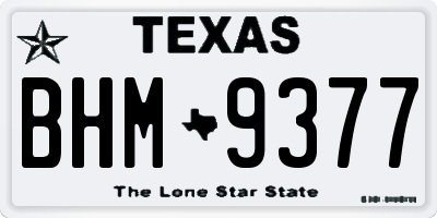 TX license plate BHM9377