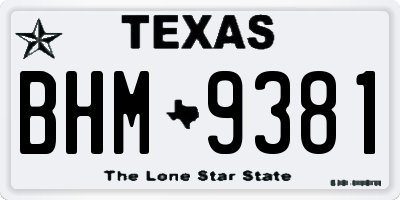 TX license plate BHM9381