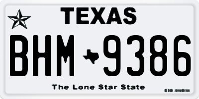 TX license plate BHM9386
