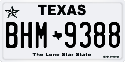 TX license plate BHM9388