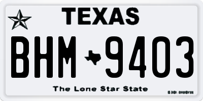 TX license plate BHM9403