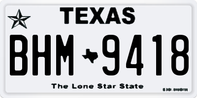 TX license plate BHM9418