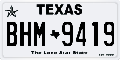 TX license plate BHM9419