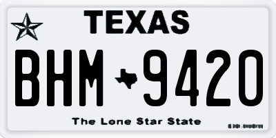 TX license plate BHM9420
