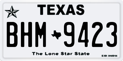 TX license plate BHM9423