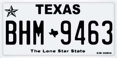TX license plate BHM9463