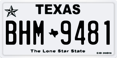 TX license plate BHM9481
