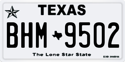 TX license plate BHM9502