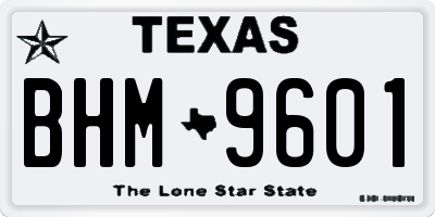 TX license plate BHM9601