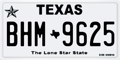TX license plate BHM9625