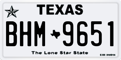 TX license plate BHM9651