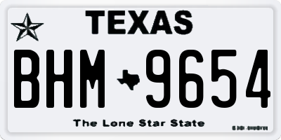 TX license plate BHM9654