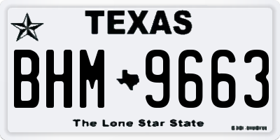 TX license plate BHM9663