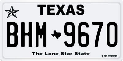 TX license plate BHM9670