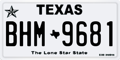 TX license plate BHM9681