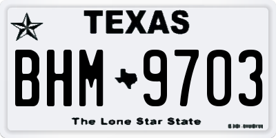 TX license plate BHM9703