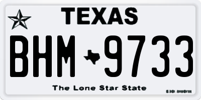 TX license plate BHM9733