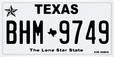 TX license plate BHM9749
