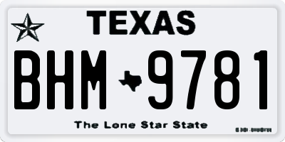 TX license plate BHM9781