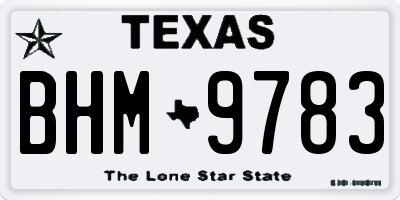 TX license plate BHM9783