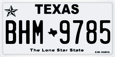 TX license plate BHM9785