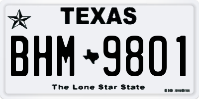 TX license plate BHM9801